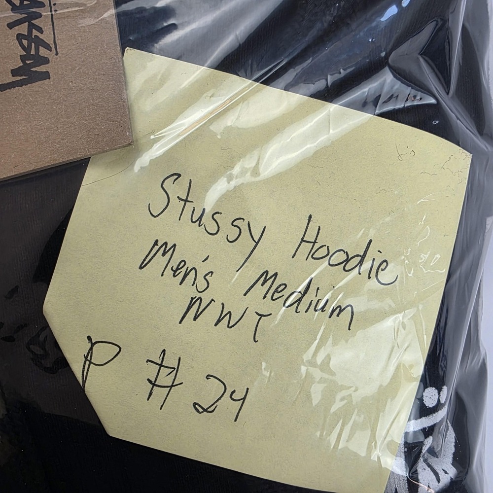 Stussy Hoodie Mens Large Black Full Zip Logo Back Graphic Fleece Sweatshirt - Picture 16 of 16